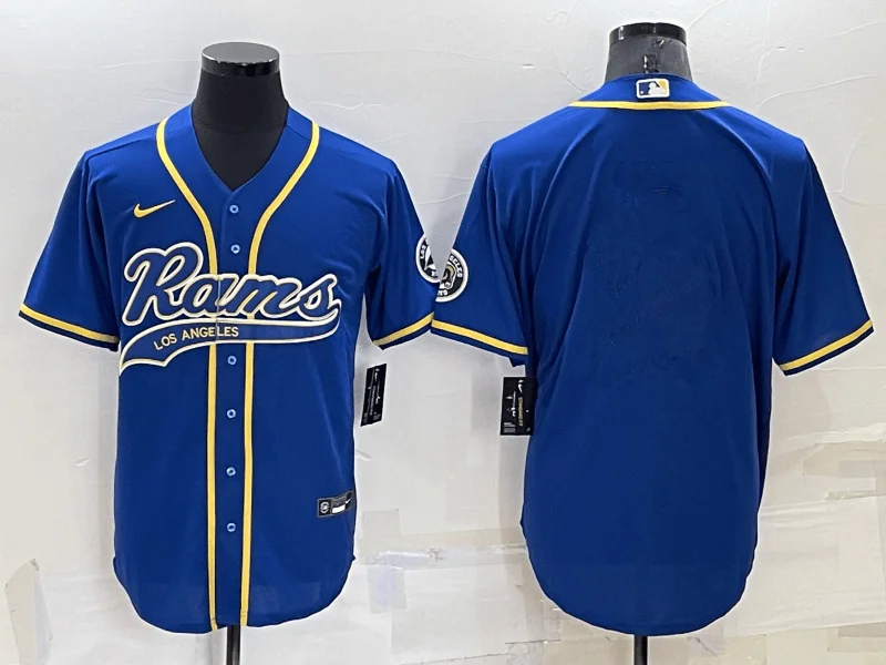 Baseball Jersey For Official League Merchandise-Men's Los Angeles Rams Blank Blue Stitched Cool Base Baseball Jersey