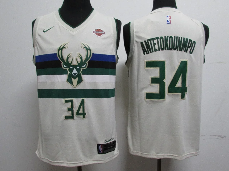 Basketball Jersey For Tournament Custom Orders-Bucks 34 Giannis Antetokounmpo White City Edition Swingman Basketball Jersey