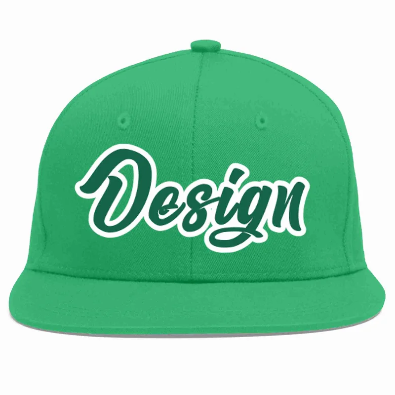 Baseball Cap For Fundraising Campaign Orders-Custom Teal Kelly Green-White Flat Eaves Sport Baseball Cap