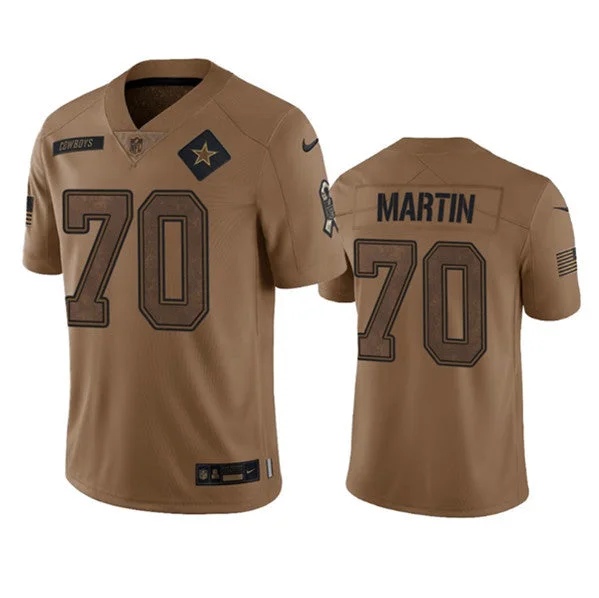 Football Jersey For Limited-Edition Team Gear-Men's Dallas Cowboys #70 Zack Martin 2023 Brown Salute To Service Limited Football Stitched Jersey