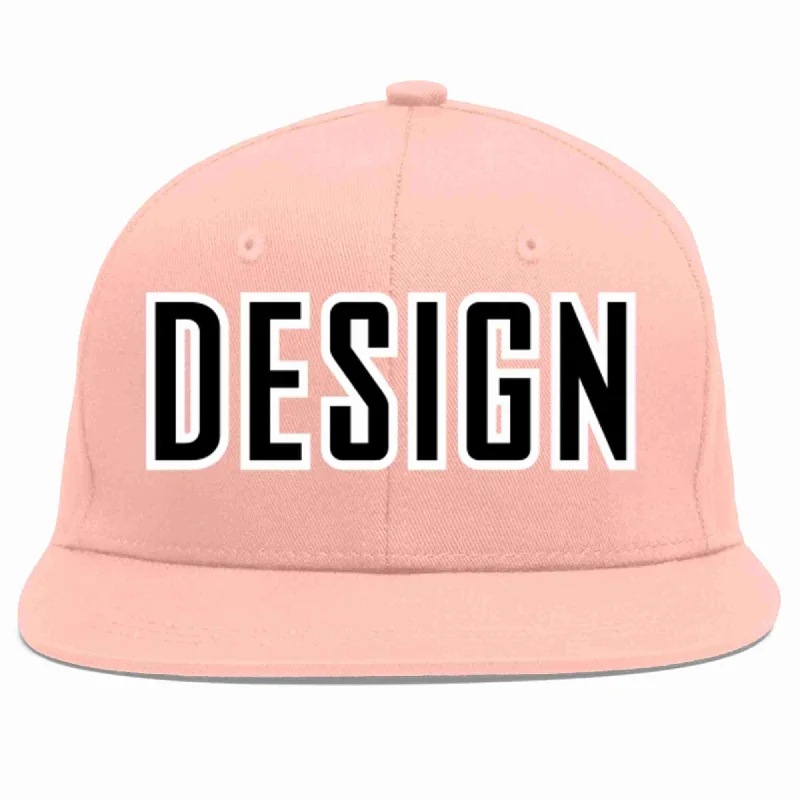 Baseball Cap For Custom Design And Embroidery-Custom Pink Black-White Flat Eaves Sport Baseball Cap Design for Men/Women/Youth