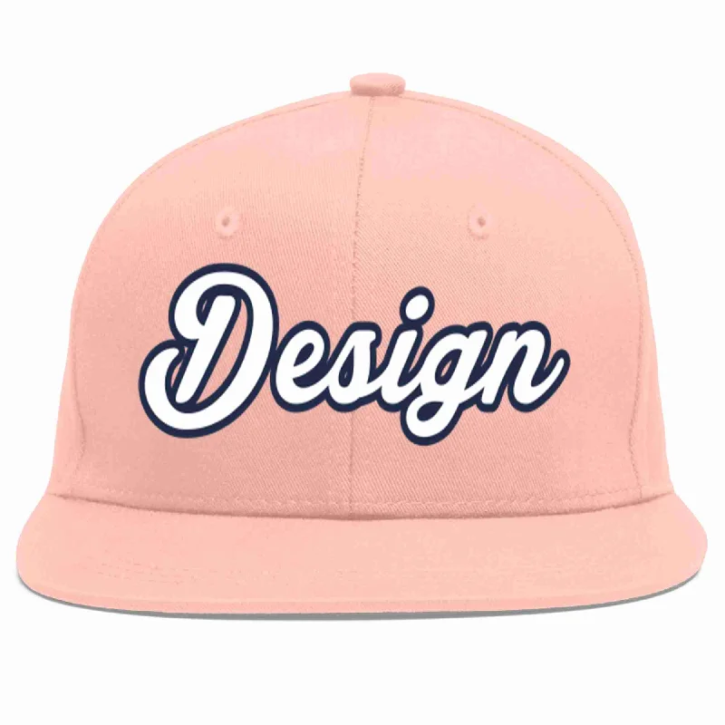 Baseball Cap With Custom Color Options-Custom Pink White-Navy Flat Eaves Sport Baseball Cap Design for Men/Women/Youth