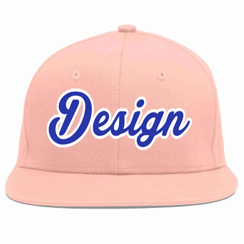 Baseball Cap For Team Uniforms-Custom Pink Royal-White Flat Eaves Sport Baseball Cap Design for Men/Women/Youth