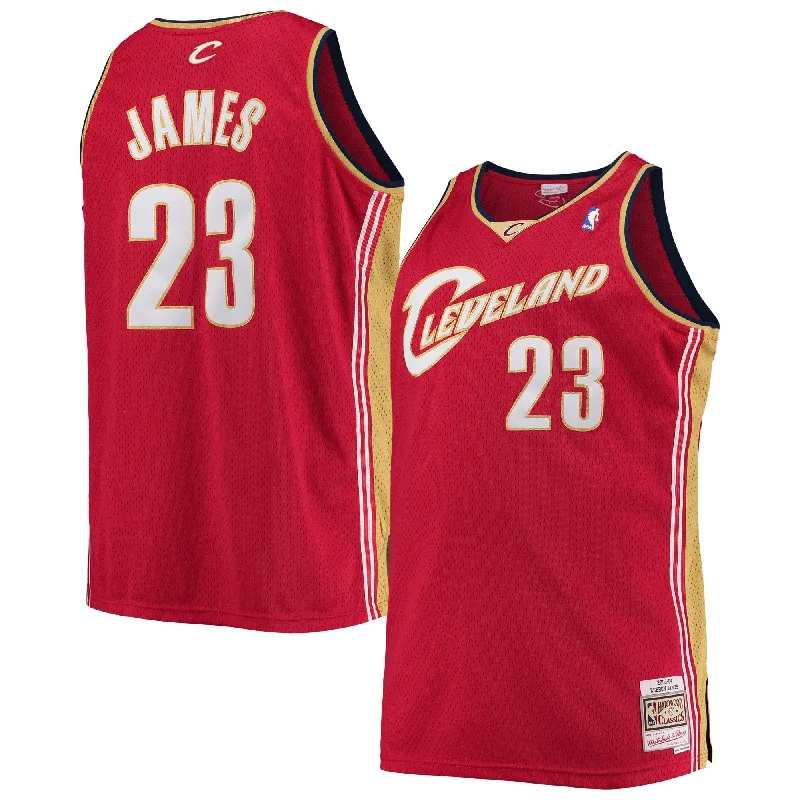 Basketball Jersey For Tournament Team Custom Orders-Lebron James Cleveland Cavaliers 2003/04 Big & Tall Hardwood Classics Swingman Basketball Jersey - Red