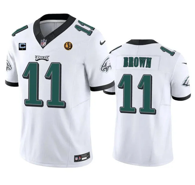 Football Jersey For Custom Player Portraits-Men's Philadelphia Eagles #11 A. J. Brown White 2023 F.U.S.E. With 1-star C Patch And John Madden Patch Vapor Limited Football Stitched Jersey