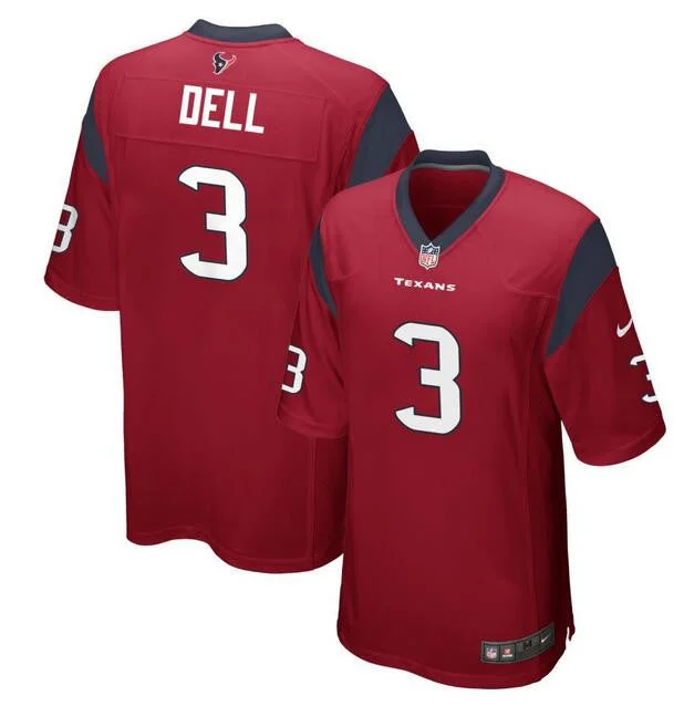 Football Jersey For Softball Player Gear-Men's Houston Texans #3 Tank Dell Red Football Stitched Game Jersey