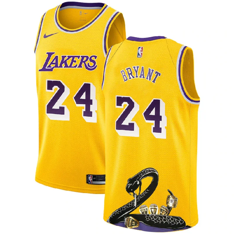 Basketball Jersey For High School Customization-Lakers 24 Kobe Bryant Yellow R.I.P Swingman Fashion Basketball Jersey