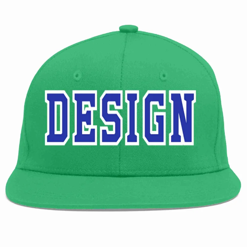 Baseball Cap For Personalized Event Gear-Custom Teal Royal-White Flat Eaves Sport Baseball Cap