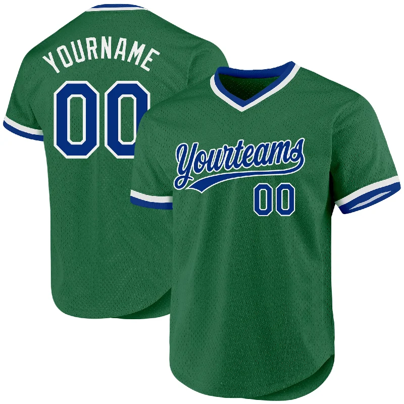 Baseball Jersey For Custom Fan Fundraising-Custom Kelly Green Royal-White Authentic Throwback Baseball Jersey