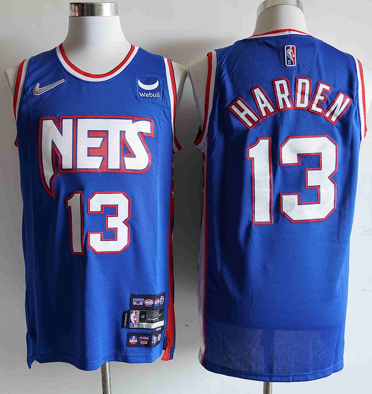 Basketball Jersey For Custom Designs-Nets 13 James Harden Blue Diamond 75th Anniversary City Edition Swingman Basketball Jersey