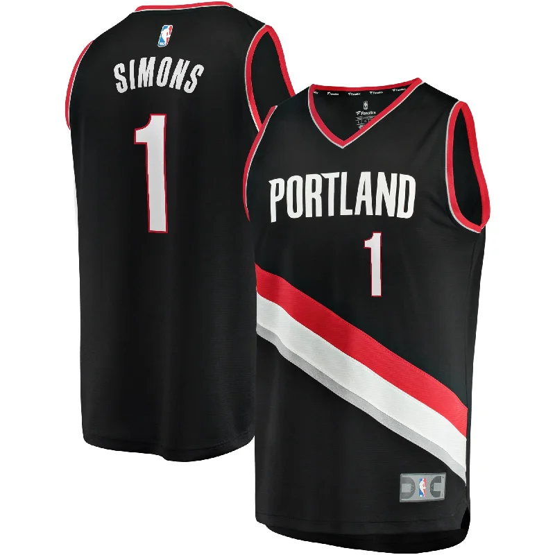 Basketball Jersey For Custom Fan Apparel-Anfernee Simons Portland Trail Blazers Branded Fast Break Player Basketball Jersey - Icon Edition - Black