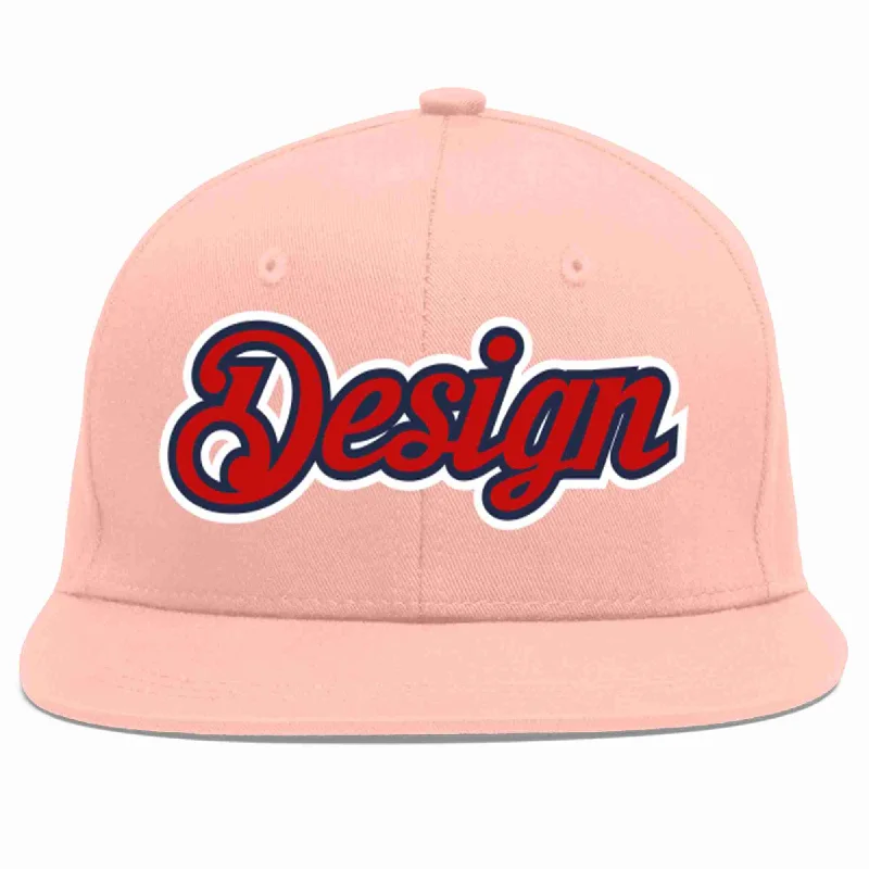 Baseball Cap For Kids-Custom Pink Red-Navy Flat Eaves Sport Baseball Cap Design for Men/Women/Youth