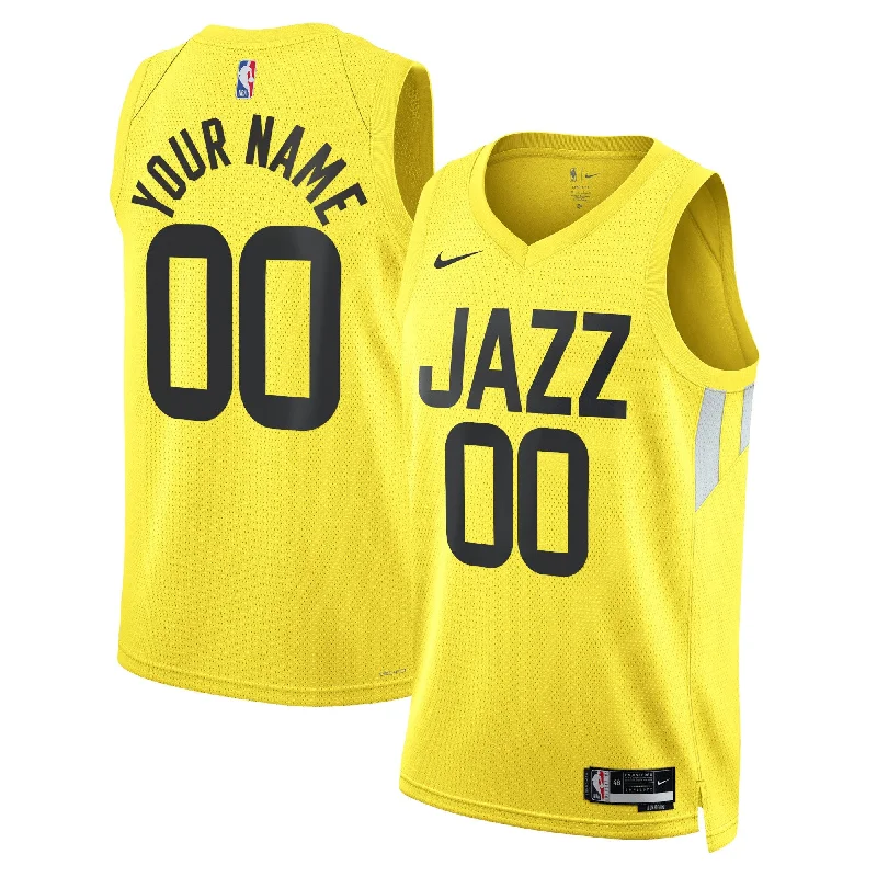 Basketball Jersey With Personalized Graphics-Utah Jazz Unisex Swingman Custom Basketball Jersey Gold - Icon Edition