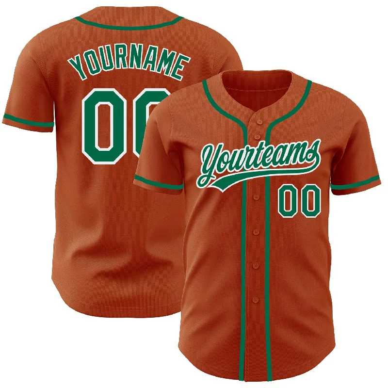 Baseball Jersey For Custom Designs-Custom Texas Orange Kelly Green-White Authentic Baseball Jersey