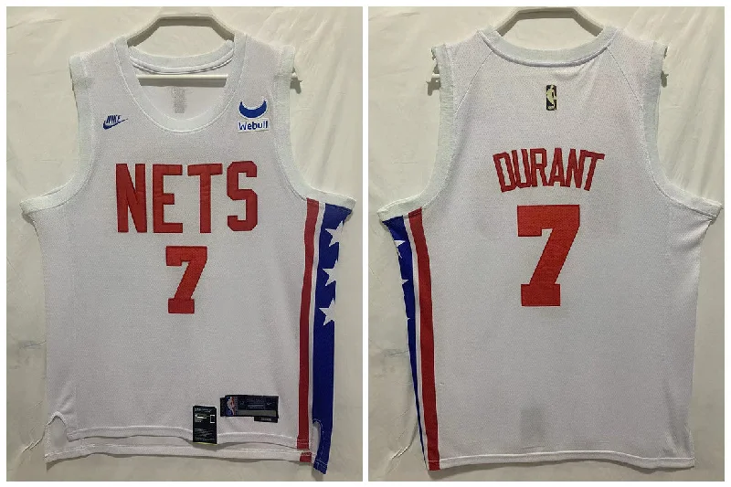 Basketball Jersey For Special Team Gifts-Nets 7 Kevin Durant White 2022-23 Swingman Basketball Jersey