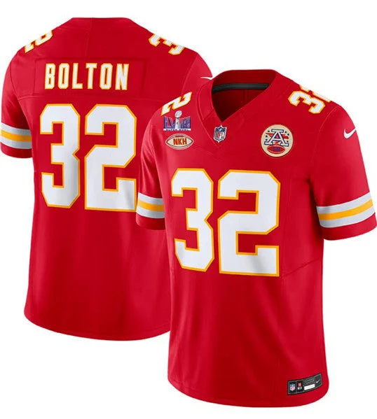 Football Jersey For Youth Leagues-Men's Kansas City Chiefs #32 Nick Bolton Red 2024 F.U.S.E. Super Bowl LVIII Patch With "NKH" Patch Vapor Untouchable Limited Football Stitched Jersey