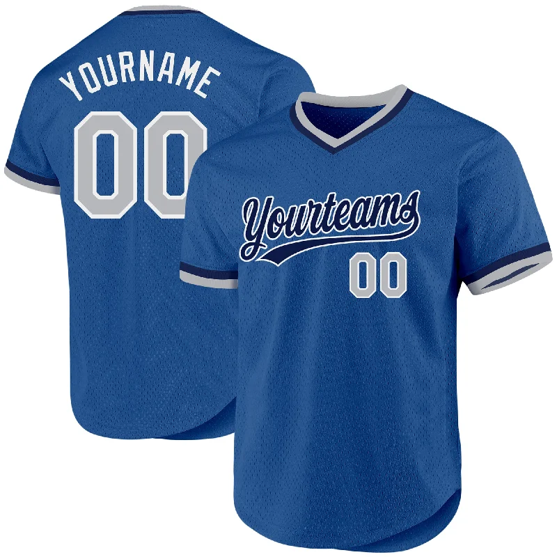 Baseball Jersey For Special Team Customization-Custom Blue Gray Navy-White Authentic Throwback Baseball Jersey