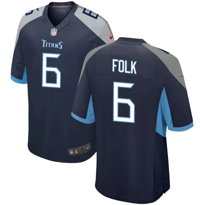 Football Jersey With Custom Graphics-Men's Tennessee Titans #6 Nick Folk Navy Football Stitched Game Jersey