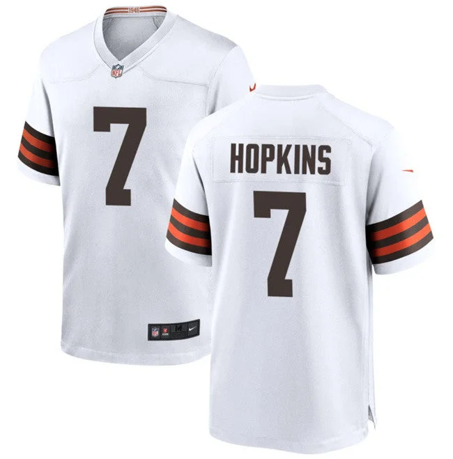 Football Jersey For Custom Event Team Orders-Men's Cleveland Browns #7 Dustin Hopkins White Football Stitched Game Jersey