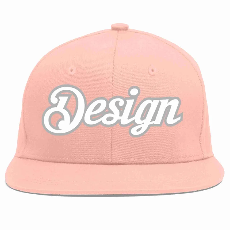 Baseball Cap For Sports Fans-Custom Pink White-Gray Flat Eaves Sport Baseball Cap Design for Men/Women/Youth