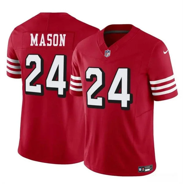 Football Jersey For Custom Team Orders And Gifts-Men's San Francisco 49ers #24 Jordan Mason New Red 2023 F.U.S.E. Football Stitched Jersey