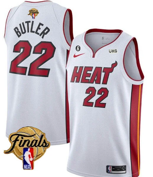 Basketball Jersey For Group Sports Fan Orders-Heat 22 Jimmy Butler White 2023 Finals NO.6 Patch Swingman Basketball Jersey