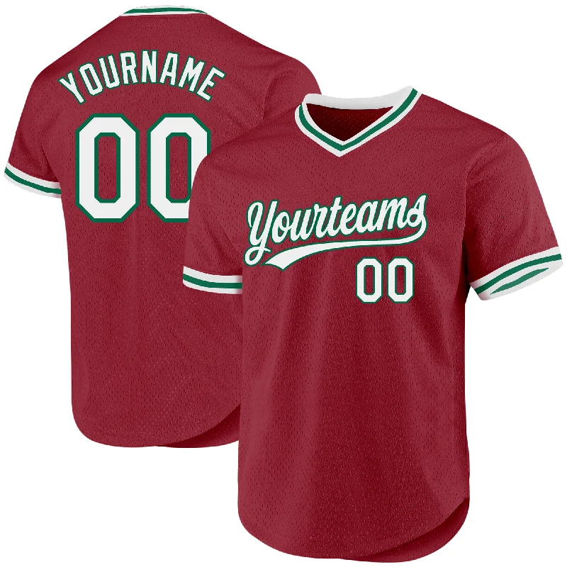 Baseball Jersey With Custom Fan Designs-Custom Maroon White-Kelly Green Authentic Throwback Baseball Jersey