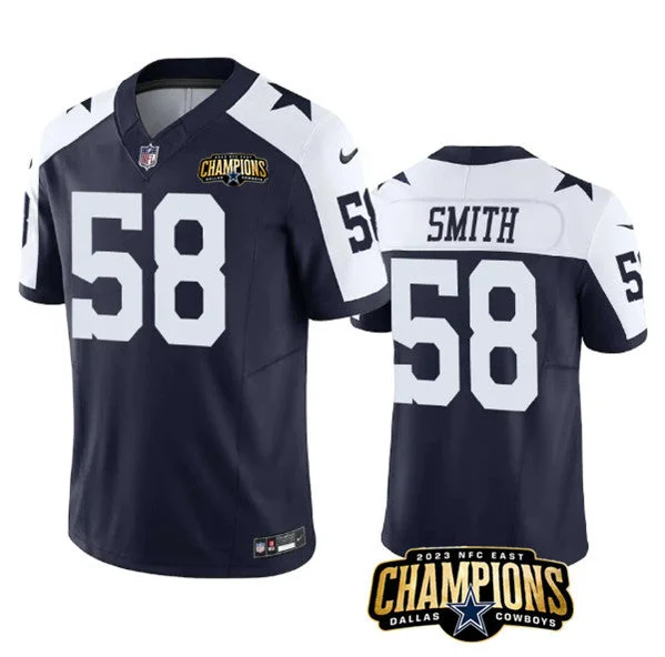 Football Jersey For High School Teams-Men's Dallas Cowboys #58 Mazi Smith Navy/White 2023 F.U.S.E. NFC East Champions Patch Football Stitched Jersey