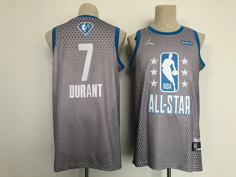 Basketball Jersey For Family Fan Merchandise-Nets 7 Kevin Durant Gray 2022 All-Star Jordan Brand Swingman Basketball Jersey