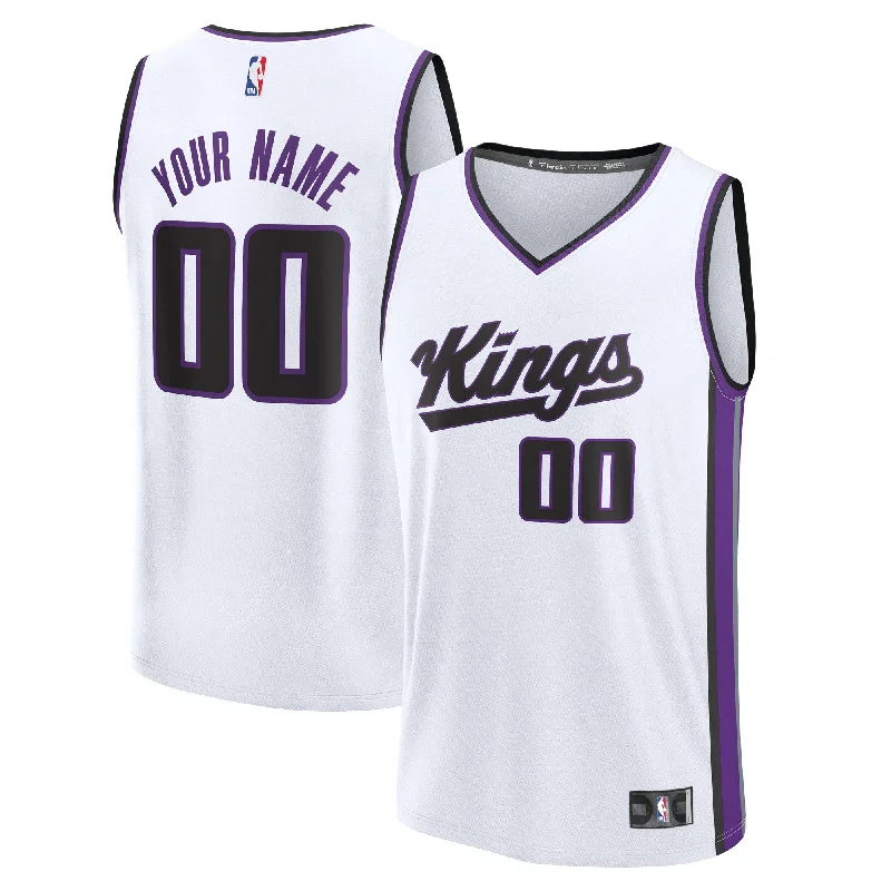 Basketball Jersey For Custom Team Player Recognition-Sacramento Kings Branded Custom Fast Break Basketball Jersey - White - Association Edition