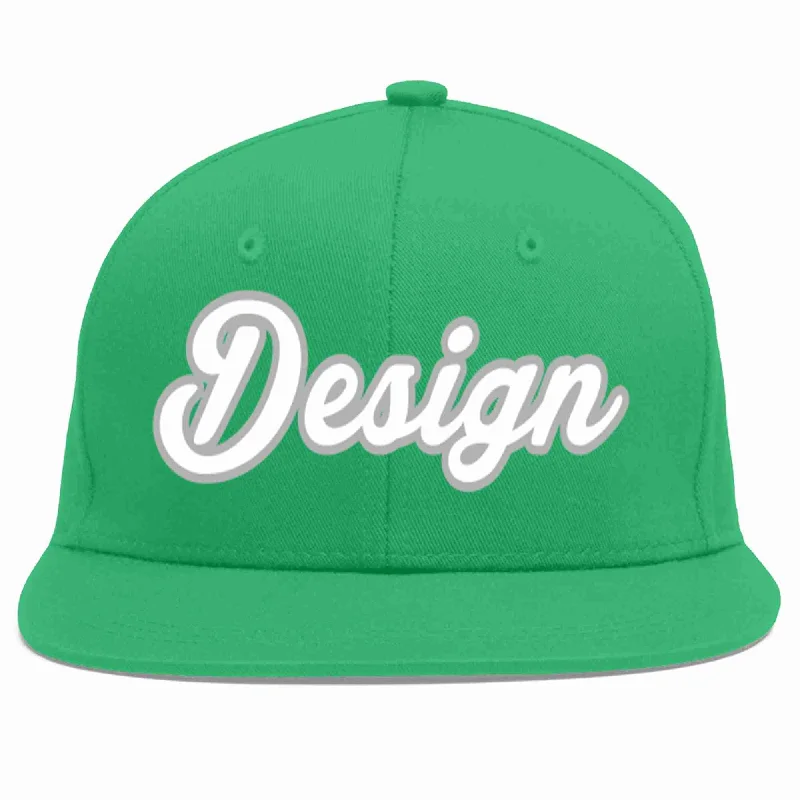 Baseball Cap For Outdoor Activities-Custom Teal White-Gray Flat Eaves Sport Baseball Cap