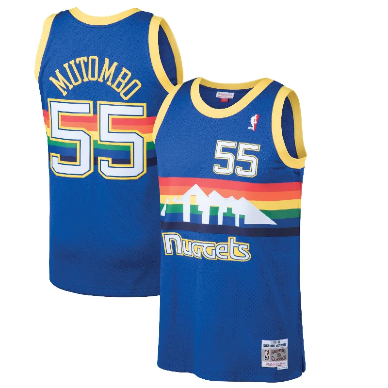 Basketball Jersey For Coaches-Dikembe Mutombo Denver Nuggets 1991/92 Hardwood Classics Swingman Basketball Jersey - Blue