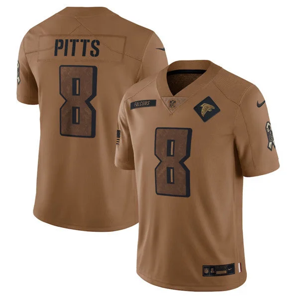 Football Jersey For College Fan Gear-Men's Atlanta Falcons #8 Kyle Pitts 2023 Brown Salute To Setvice Limited Football Stitched Jersey