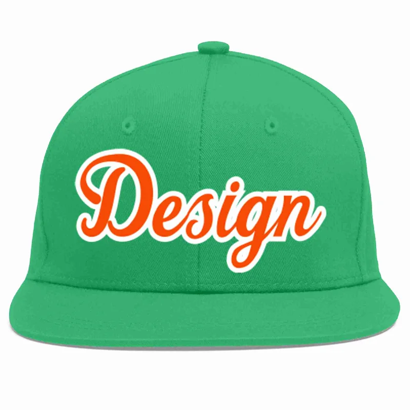 Baseball Cap With Personalized Stitching Options-Custom Teal Orange-White Flat Eaves Sport Baseball Cap