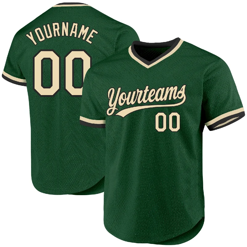 Baseball Jersey With Custom Text-Custom Green Cream-Black Authentic Throwback Baseball Jersey