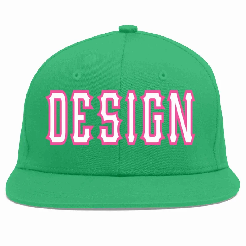 Baseball Cap With Custom Color Options-Custom Teal White-Pink Flat Eaves Sport Baseball Cap