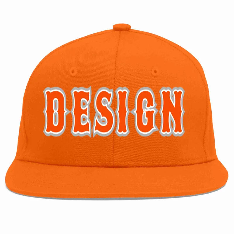 Baseball Cap For Custom Orders And Gifts-Custom Orange Orange-White Flat Eaves Sport Baseball Cap Design for Men/Women/Youth