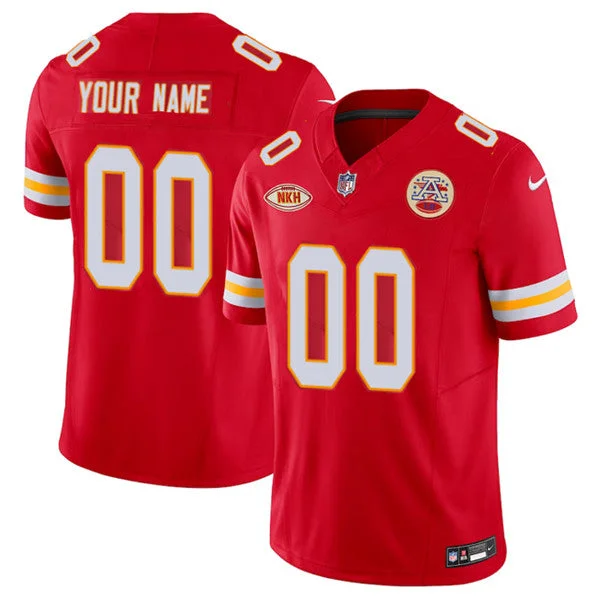 Football Jersey For Group Team Apparel Customization-Men’s Kansas City Chiefs Active Player Custom Red 2023 F.U.S.E. With "NKH" Patch Vapor Untouchable Limited Football Stitched Jersey