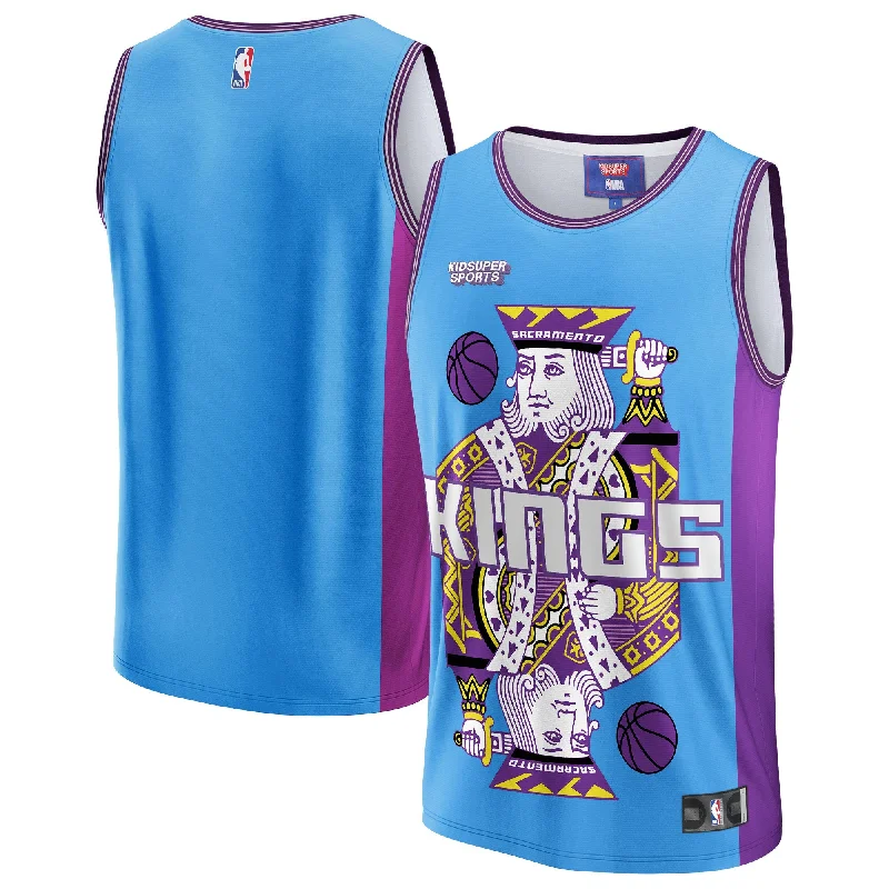 Basketball Jersey For Custom Event Orders-Sacramento Kings & Youthsuper Studios By Unisex Hometown Basketball Jersey - Blue