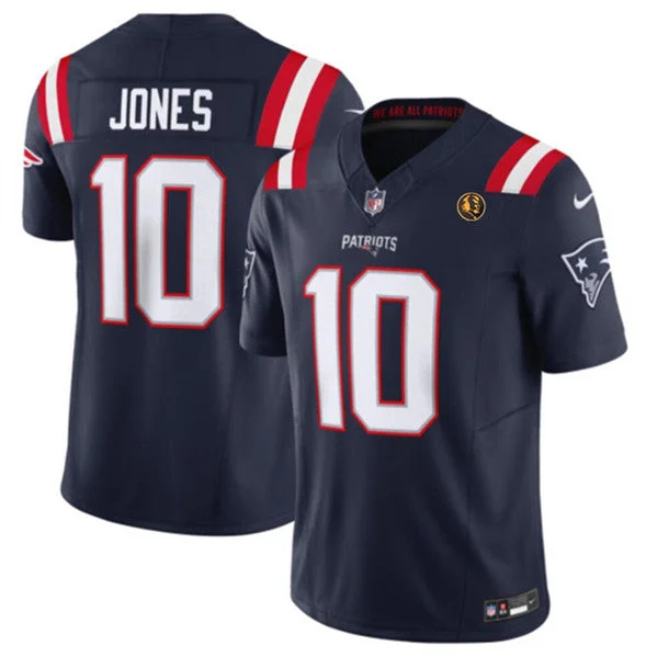 Football Jersey For College Event Customization-Men's New England Patriots #10 Mac Jones Navy 2023 F.U.S.E. With John Madden Patch Vapor Limited Football Stitched Jersey