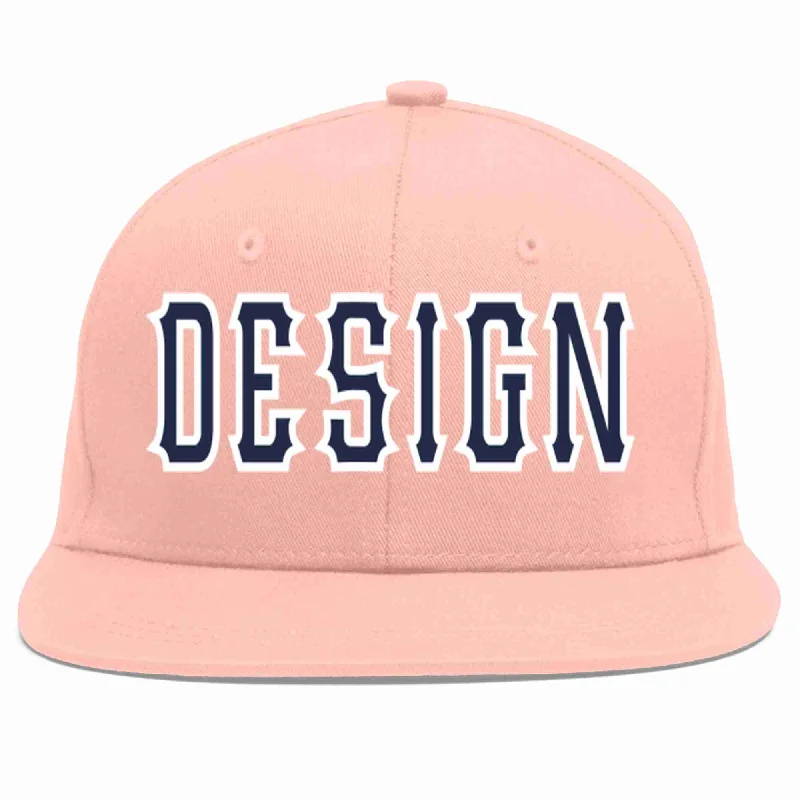 Baseball Cap With Special Occasion Customization-Custom Pink Navy-White Flat Eaves Sport Baseball Cap Design for Men/Women/Youth