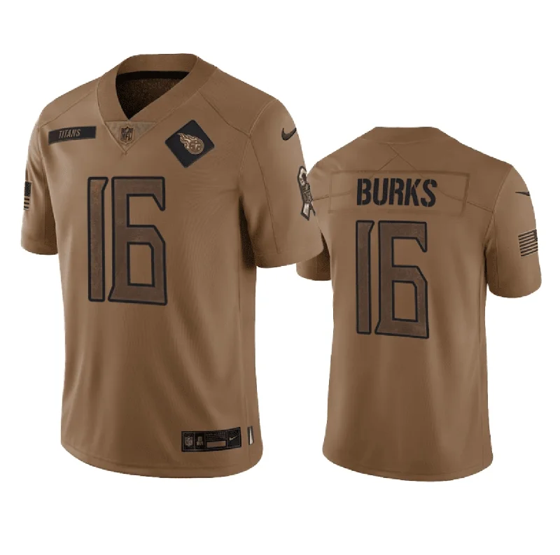 Football Jersey With Custom Fan Designs-Men's Tennessee Titans #16 Treylon Burks 2023 Brown Salute To Service Football Stitched Jersey