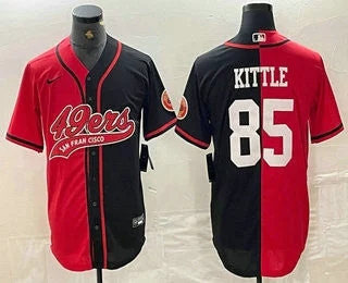 Baseball Jersey For Personalized Game Day Gear-Men's San Francisco 49ers #85 George Kittle Red Black Two Tone Cool Base Stitched Baseball Jersey