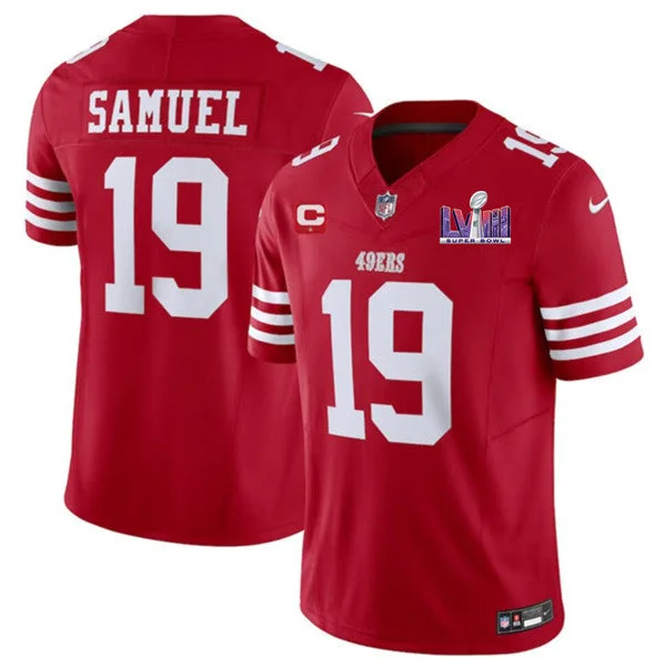 Football Jersey For Fan Apparel Customization-Men's San Francisco 49ers #19 Deebo Samuel Red 2024 F.U.S.E. Super Bowl LVIII Patch And 1-star C Patch Vapor Untouchable Limited Football Stitched Jersey