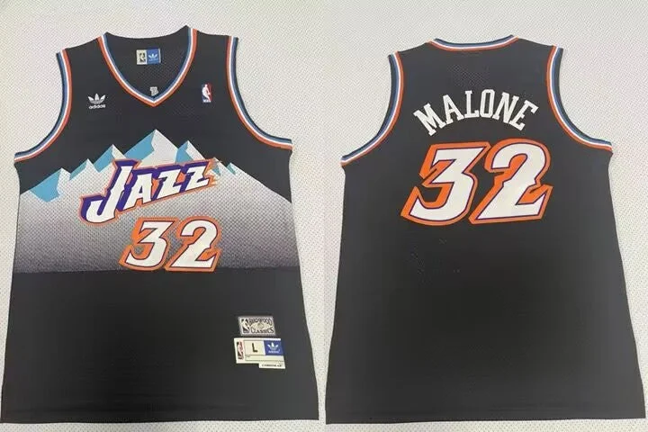 Basketball Jersey For Team Fundraising-Jazz 32 Karl Malone Black Hardwood Classics Basketball Jersey