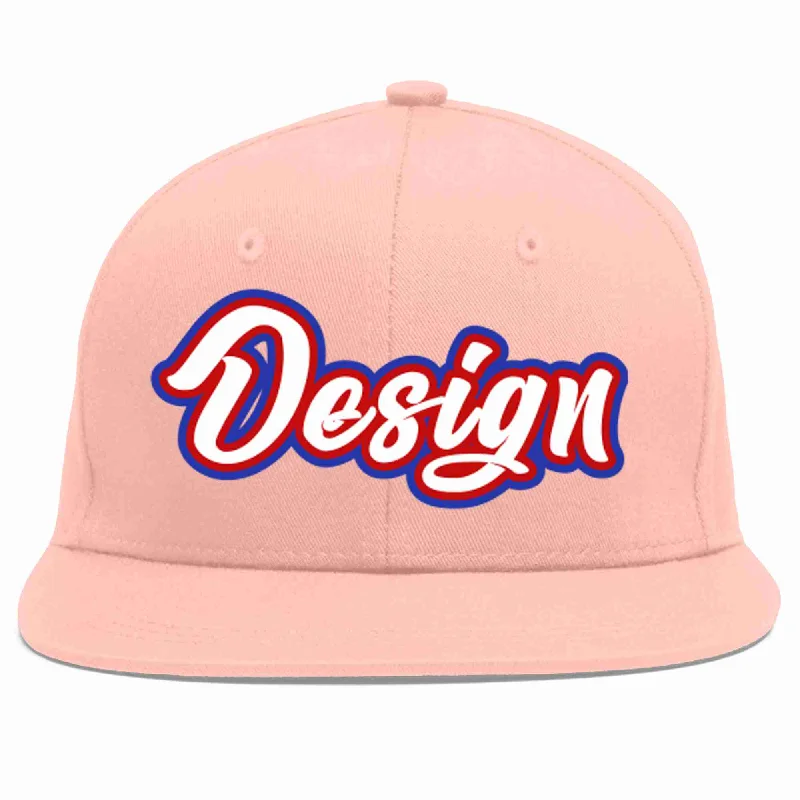 Baseball Cap For Personalized Gifts-Custom Pink White-Red Flat Eaves Sport Baseball Cap Design for Men/Women/Youth