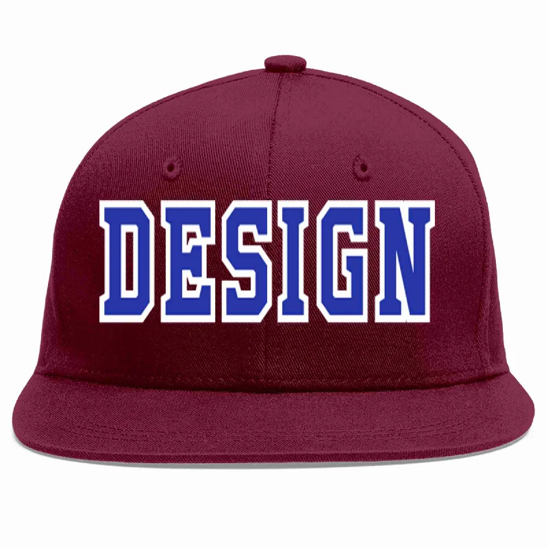 Baseball Cap With Special Edition Features-Custom Crimson Royal-White Flat Eaves Sport Baseball Cap Design for Men/Women/Youth