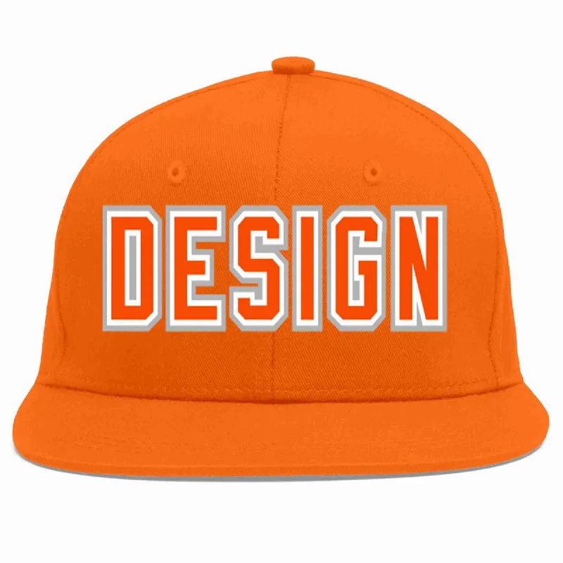 Baseball Cap For High School Custom Orders-Custom Orange Orange-White Flat Eaves Sport Baseball Cap Design for Men/Women/Youth