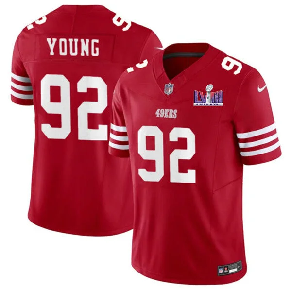 Football Jersey For Custom Event Apparel-Men's San Francisco 49ers #92 Chase Young Red 2024 F.U.S.E. Super Bowl LVIII Patch Vapor Untouchable Limited Football Stitched Jersey