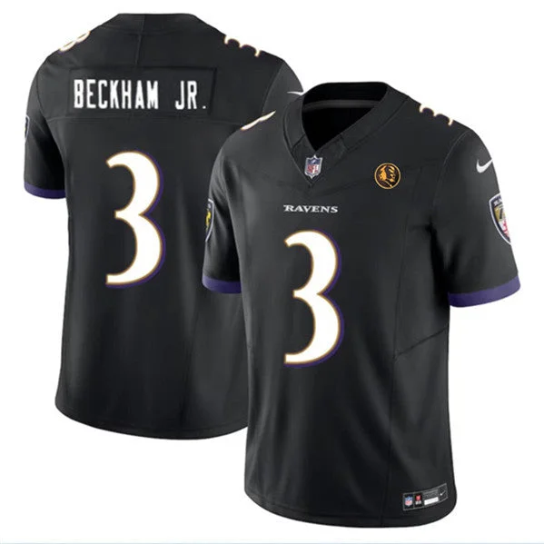 Football Jersey For Professional Fan Customization-Men's Baltimore Ravens #3 Odell Beckham Jr. Black 2023 F.U.S.E. With John Madden Patch Vapor Limited Football Stitched Jersey